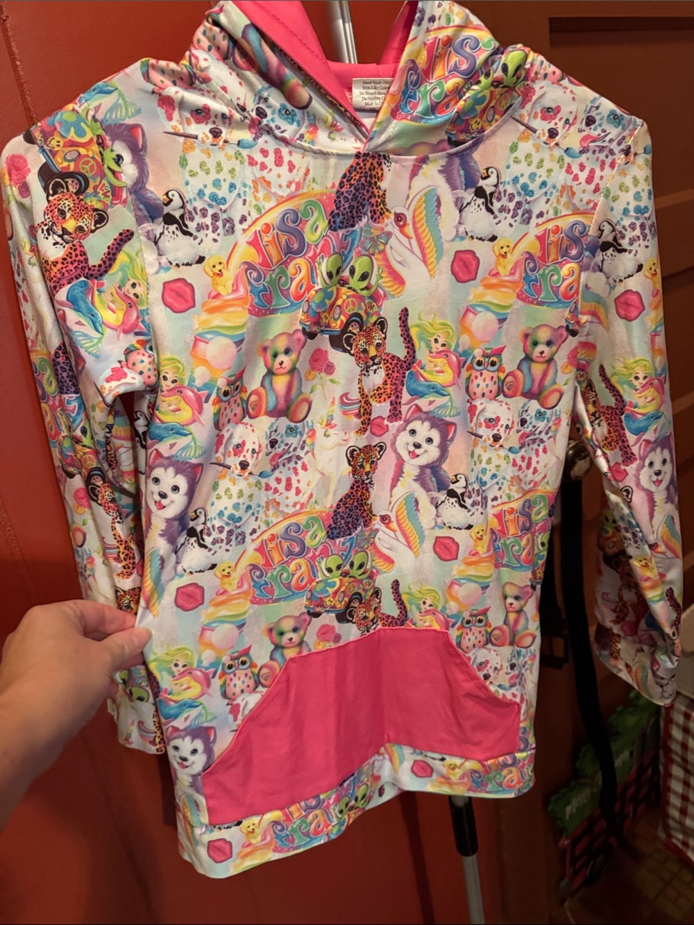 Source Unknown Lisa Frank Multicolor Animal & Rainbow Print Hoodie